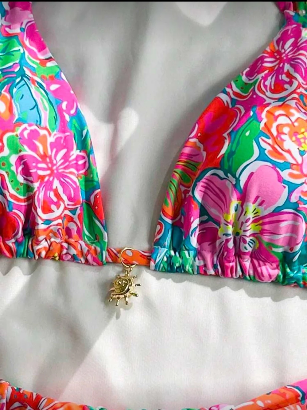 Floral Halter Bikini Set in Pink & Teal